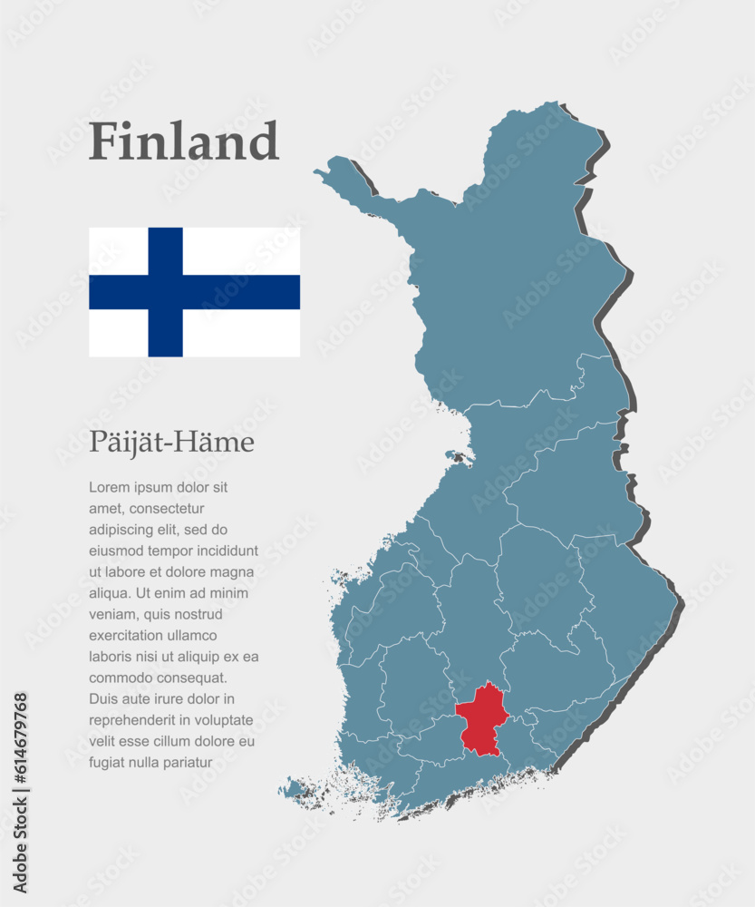 Fototapeta premium Vector map Finland, region Paijat Hame