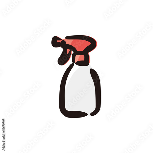 Detergent bottle - Cleaning and housekeeping icon/illustration (Hand-drawn line, colored version)