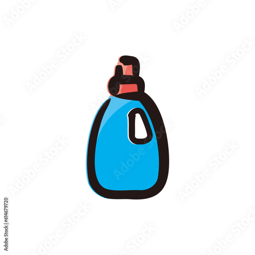 Detergent bottle - Cleaning and housekeeping icon/illustration (Hand-drawn line, colored version)