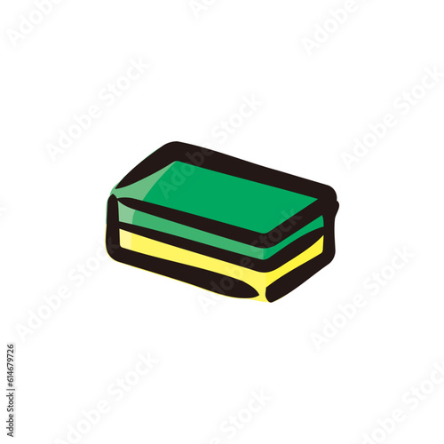 Cleaning sponge - Cleaning and housekeeping icon/illustration (Hand-drawn line, colored version)