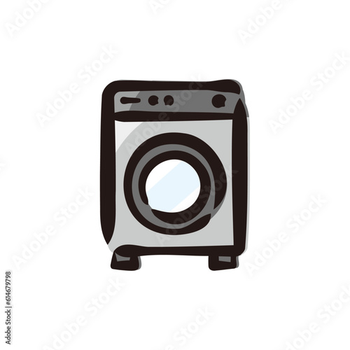 Washing machine - Cleaning and housekeeping icon/illustration (Hand-drawn line, colored version)