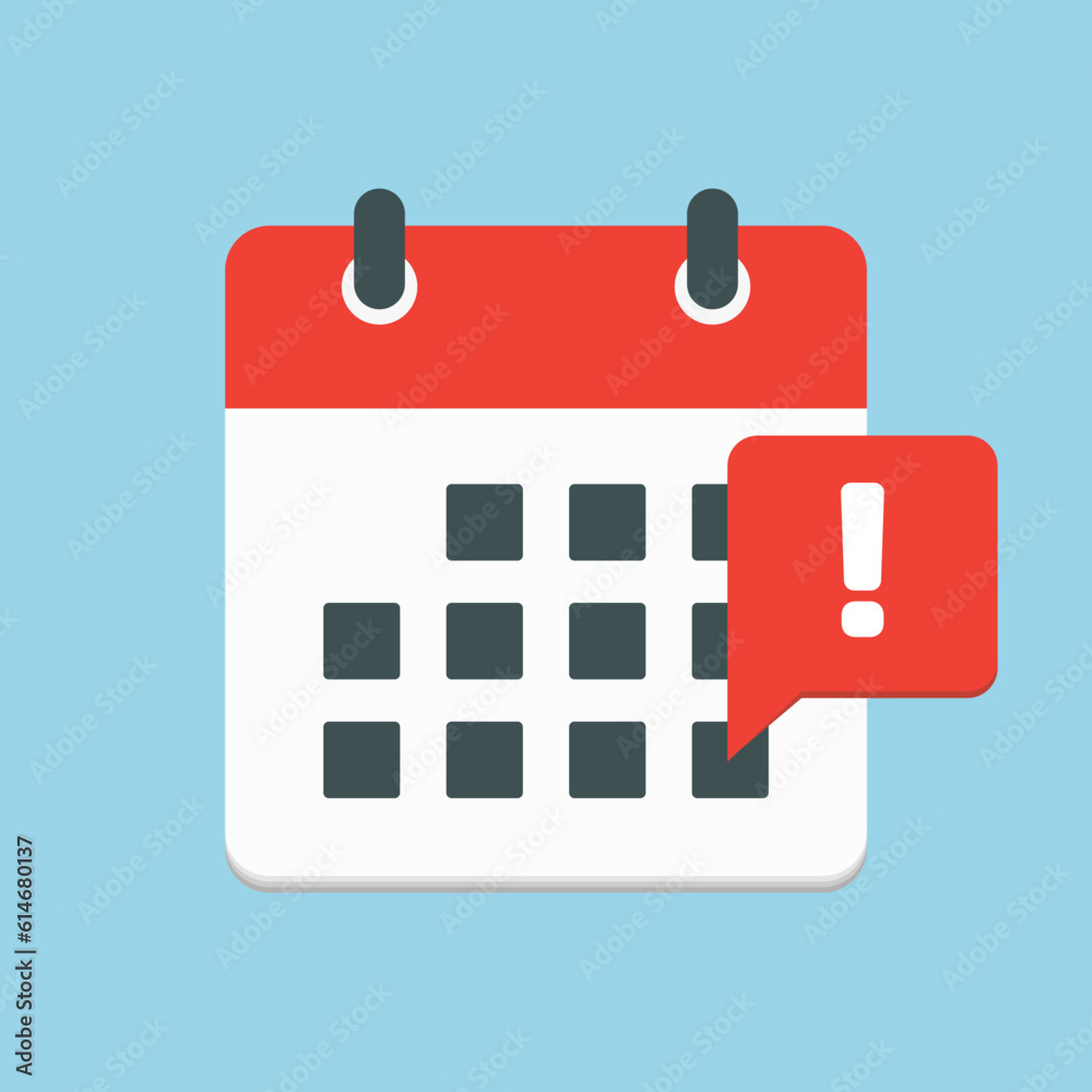Icon calendar - popup message alert or error Icon calendar - popup message alert or error
