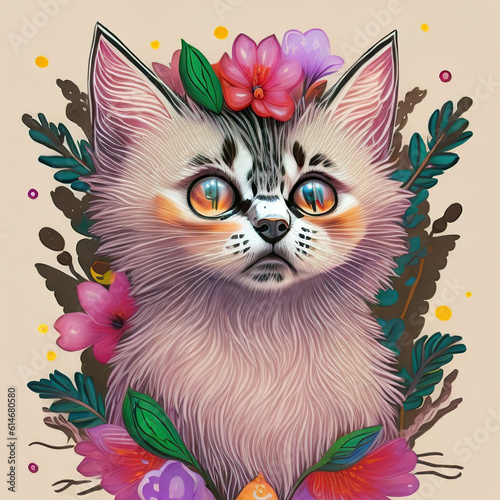 cat with flowers © Alex