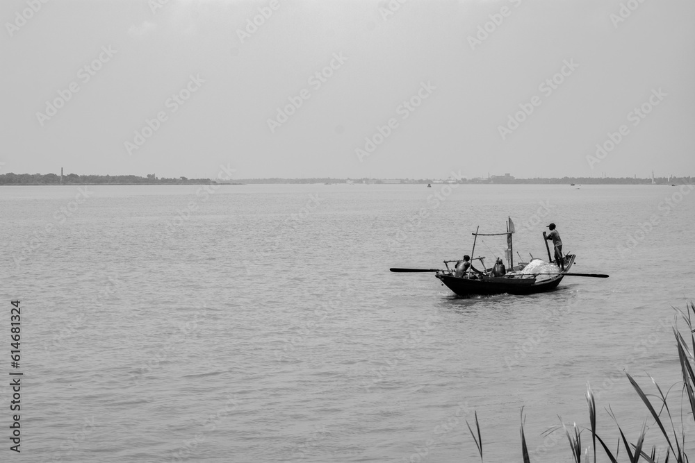 6+th June, 2023, Burul, West Bengal, india: A country fishing boat going to deep sea for fishing.