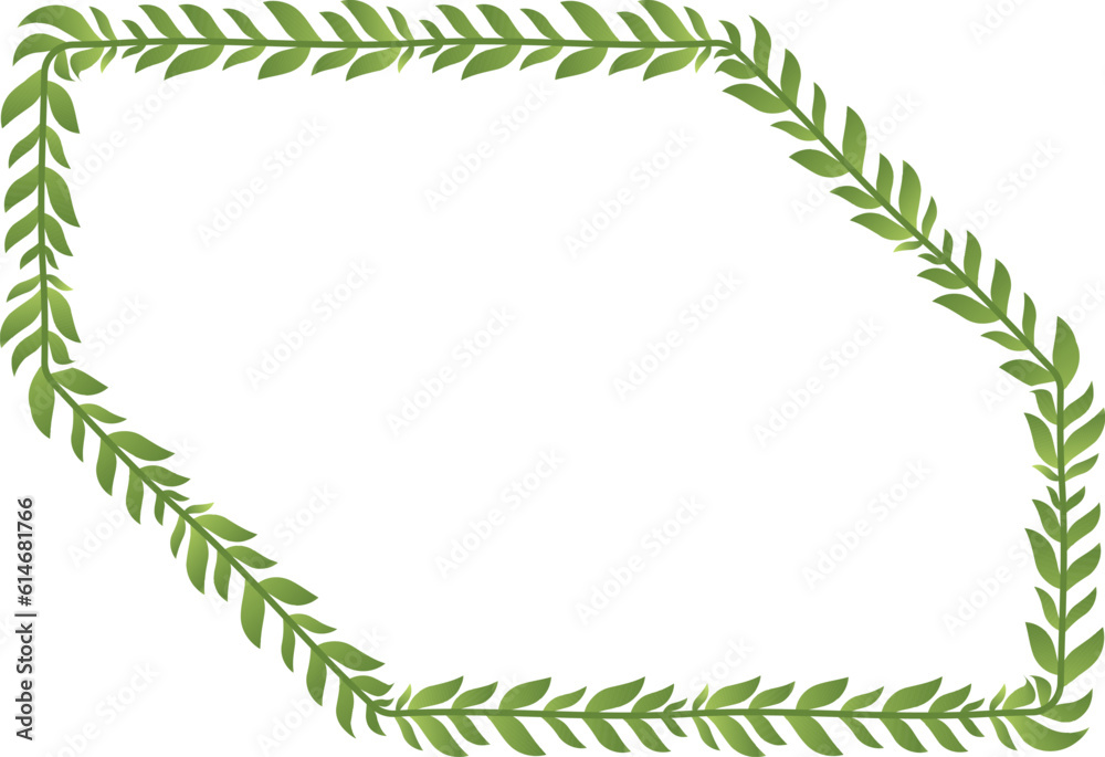 Fototapeta premium Snip Diagonal Corner Rectangle Shape leaves frame green leaf wreath frame picture vector photo frame floral border decoration botanical branches elements winner award wedding Christmas