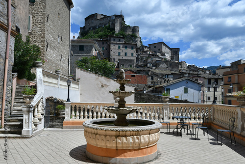 Panoramic view of Subiaco, a medieval town near Rome, Italy. photo