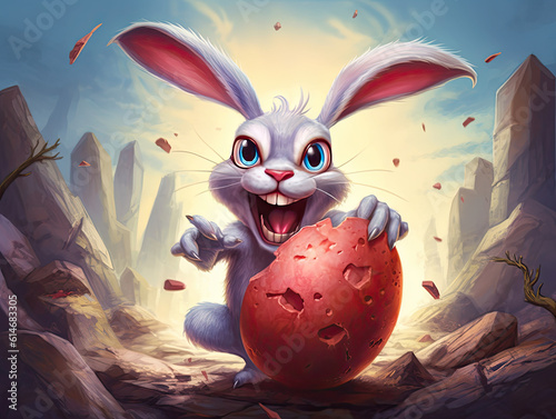 Funny Bunny with the Big Egg photo