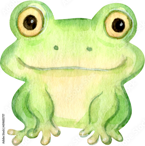 Hand Drawn Watercolor Cute Cartoon Frog