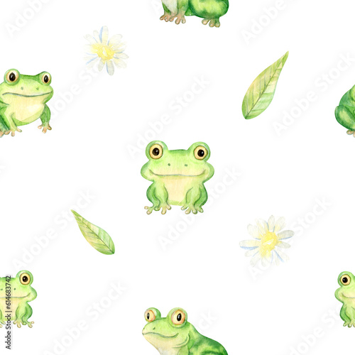  Watercolor Seamless Pattern With Frog