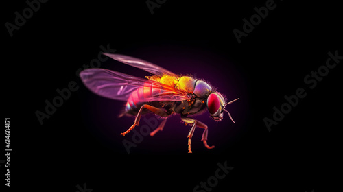 Illustration of a close up of a bee on a black background