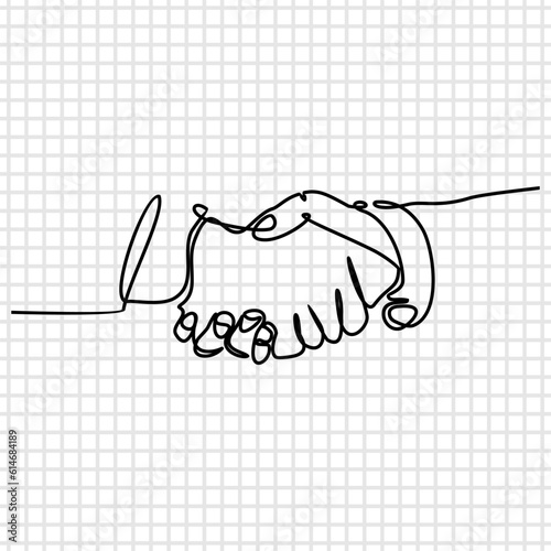 Two businessmen shaking hands, One continuous single line hand 