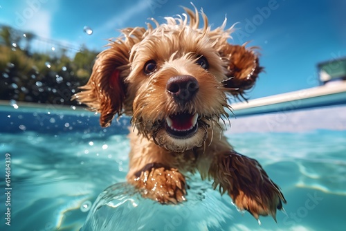 プールで泳ぐ犬 with generative ai