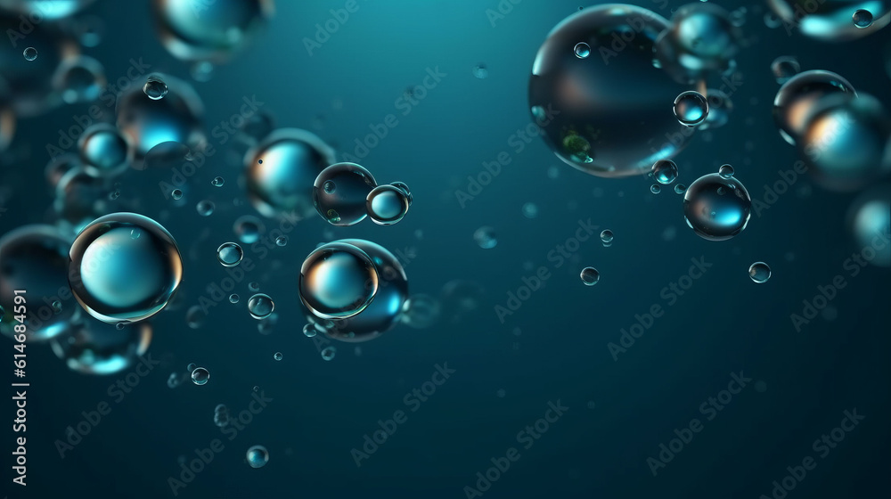 Illustration of colorful bubbles floating in a clear blue sky