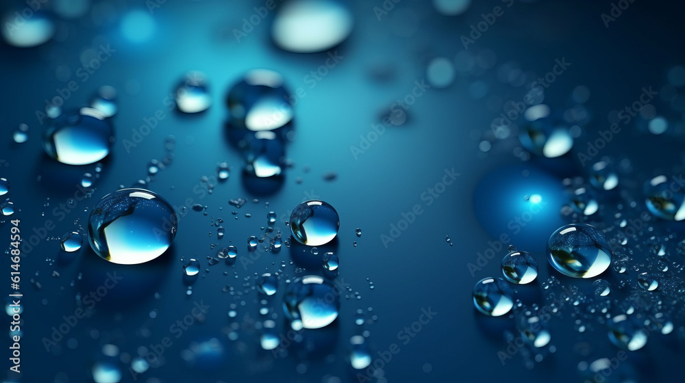 Illustration of water droplets on a vibrant blue background Illustration of water droplets on a vibrant blue background
