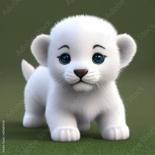 Cute tiny little white tiger cub , Generative AI © magr80