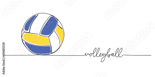 Continuous single one line of volleyball isolated on white background.