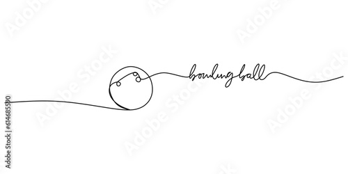 Continuous single one line of bowling ball isolated on white background.