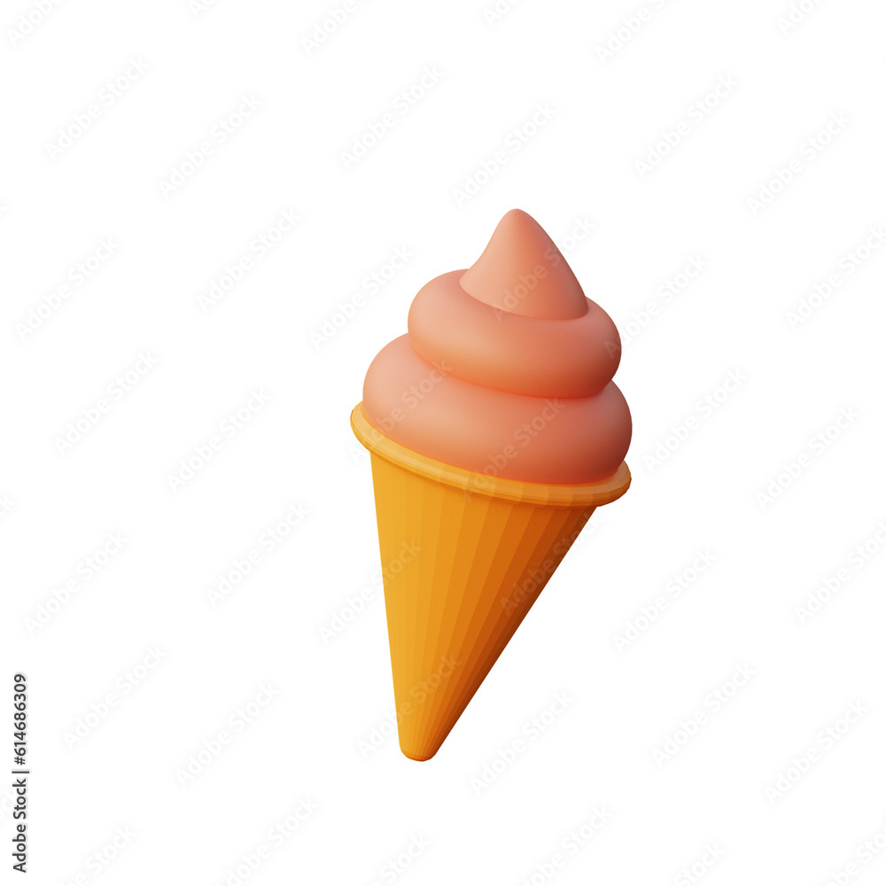3D Ice Cream Cone Illustration