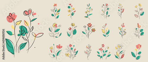 Minimalist Floral Vector Art Illustrations for Occasions template vintage fashion hand drawn decor
