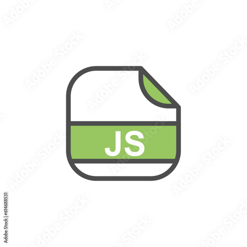 JS File Extension, Rounded Square Icon with Text - Format Extension Icon Vector Illustration.