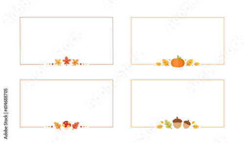 Rectangle Autumn Frame Border Template. Halloween, Fall and Thanksgiving Template. Can be used for shopping sale, promo poster, banner, etc. Vector illustration