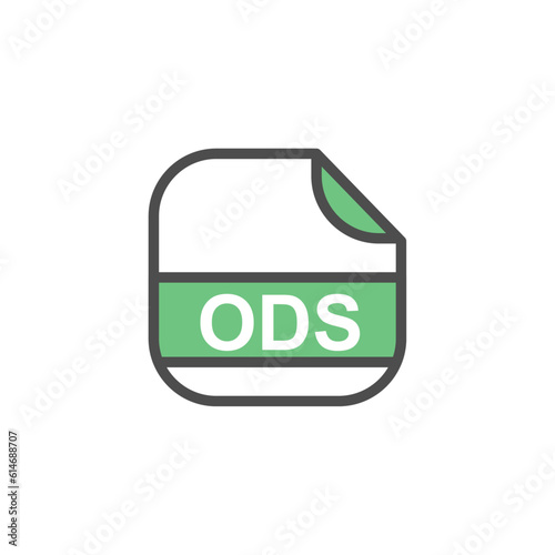 ODS File Extension, Rounded Square Icon with Text - Format Extension Icon Vector Illustration.