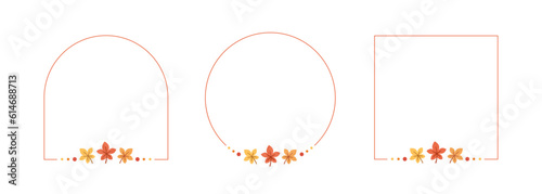 Cute Autumn Frame, Geometric Shapes Border Template Set. Sale post, promo poster, banner, flyer, invitation or greeting card. Vector illustration.