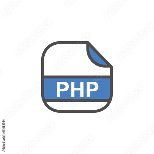 PHP File Extension, Rounded Square Icon with Text - Format Extension Icon Vector Illustration.