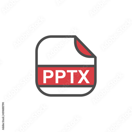 PPTX File Extension, Rounded Square Icon with Text - Format Extension Icon Vector Illustration.
