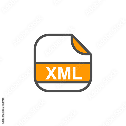 XML File Extension, Rounded Square Icon with Text - Format Extension Icon Vector Illustration.