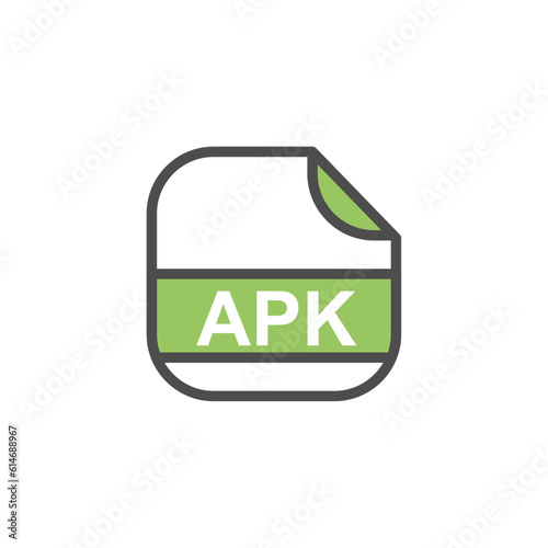 APK File Extension, Rounded Square Icon with Text - Format Extension Icon Vector Illustration.