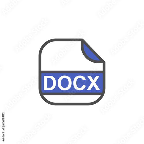 DOCX File Extension, Rounded Square Icon with Text - Format Extension Icon Vector Illustration.