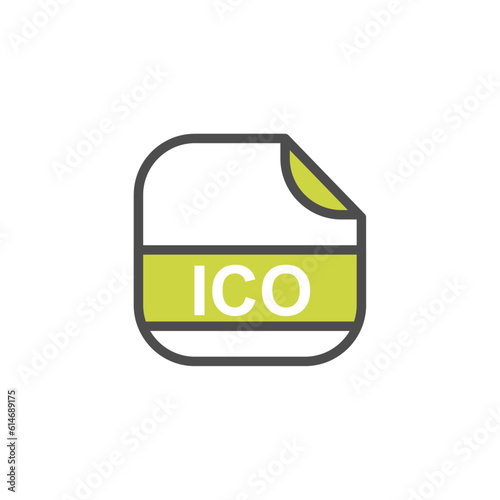 ICO File Extension, Rounded Square Icon with Text - Format Extension Icon Vector Illustration.