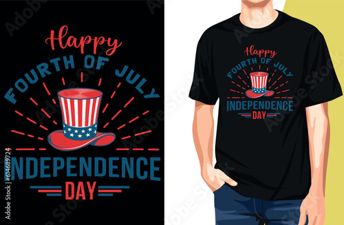 Happy 4th Of July US Independence Day Typography T-shirt 2