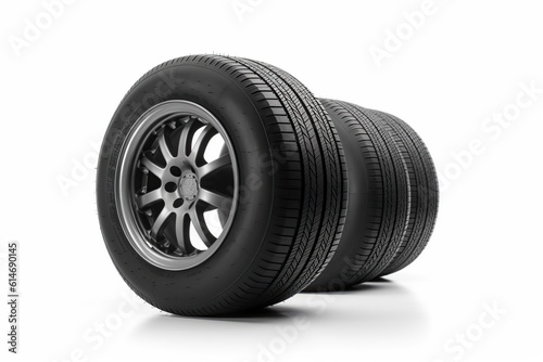 the concept of changing tires on a car. car wheels on a white background. generative ai.