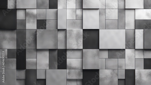 Black white pattern. Chaotic. Geometric background. Square geometric wallpaper background. Generative AI.