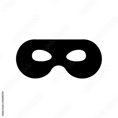 Superhero mask vector black icon. Silhouette hero cartoon character comic face. Flat black superhero costume design mask