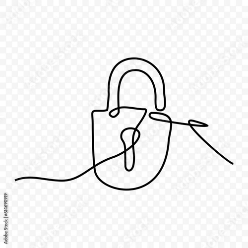 lock and key, One continuous single line hand 