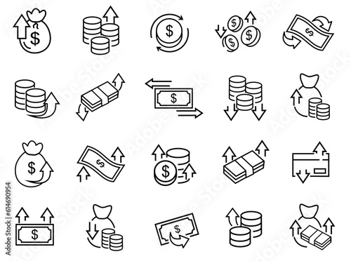 Money movement icons vector set. editable file