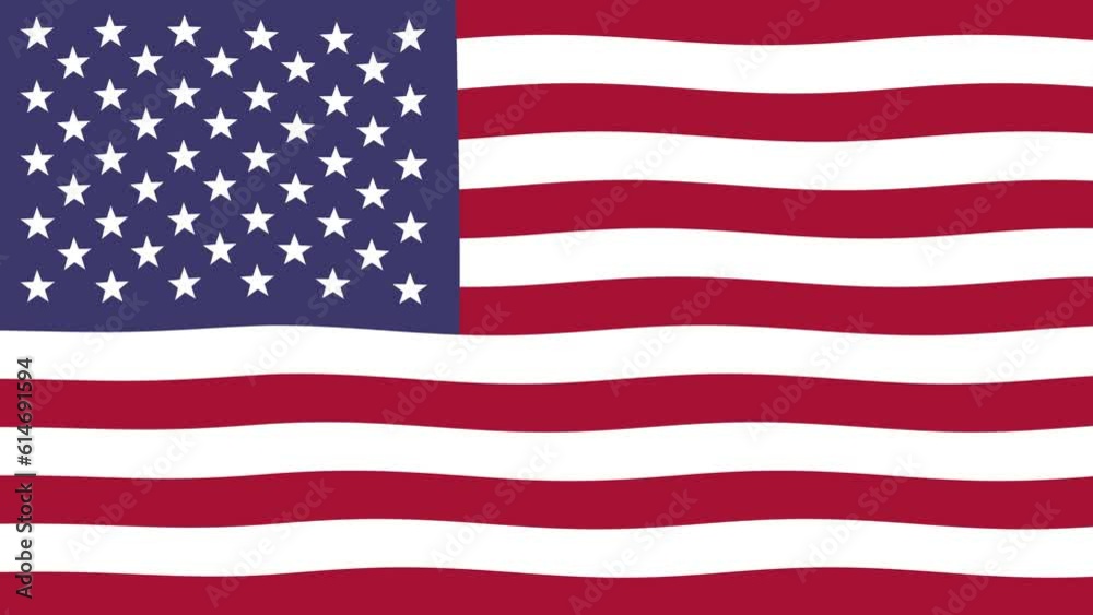 30 seconds of animated, gently waving American flag