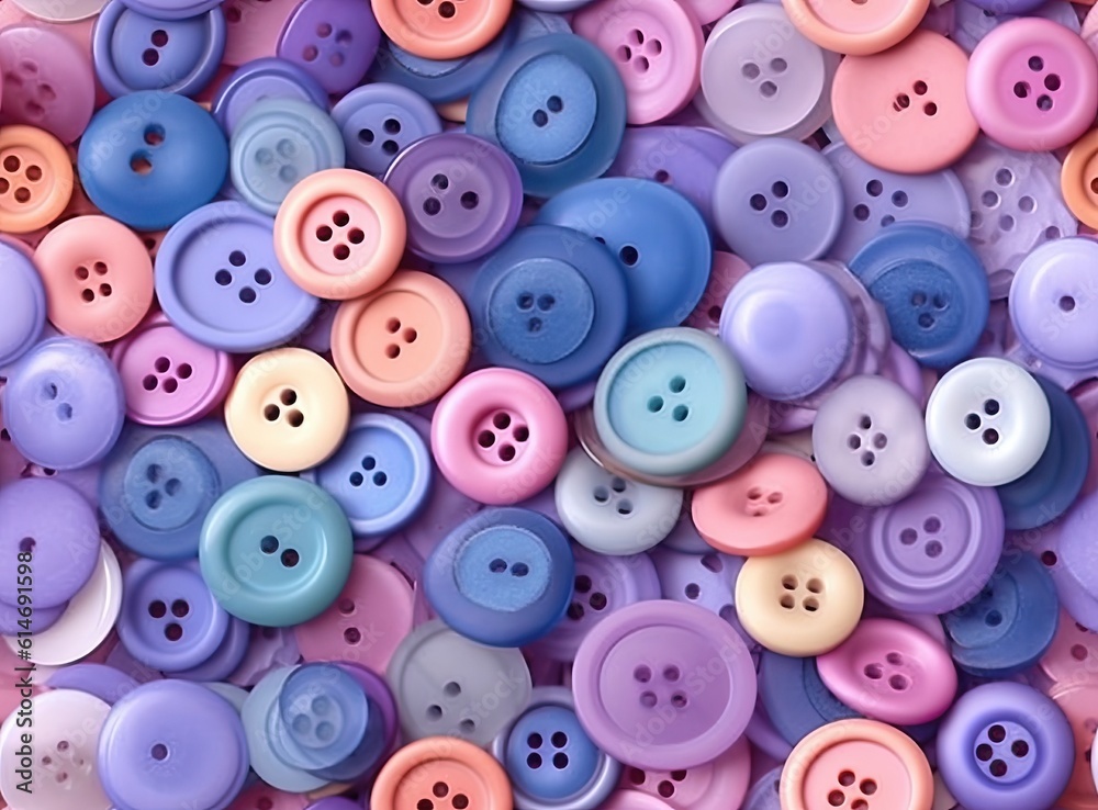Many colorful garment buttons in various shapes and sizes. SEAMLESS PATTERN. Created with Generative AI technology. Many colorful garment buttons in various shapes and sizes. SEAMLESS PATTERN. Created with Generative AI technology.