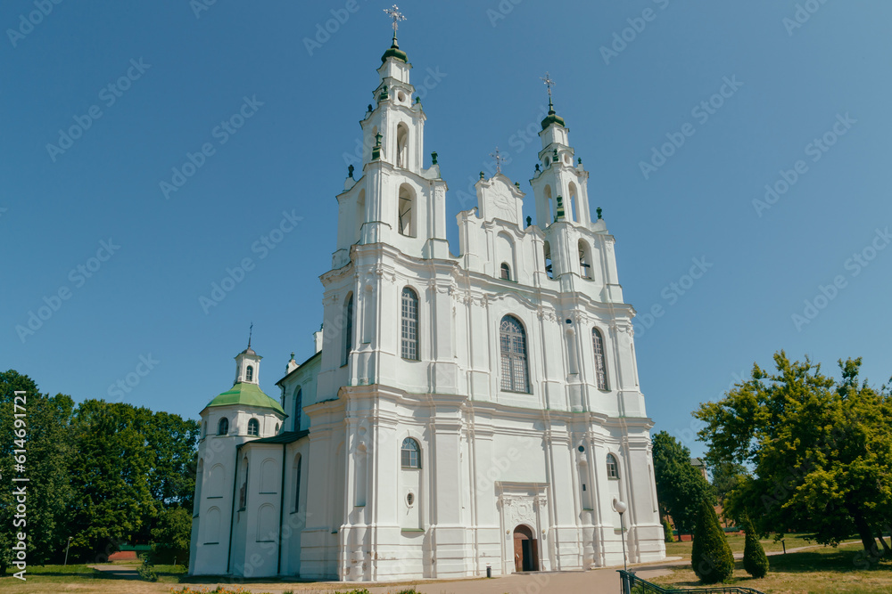 Polotsk Sophia Cathedral in Summer. Main Facade with Entrance