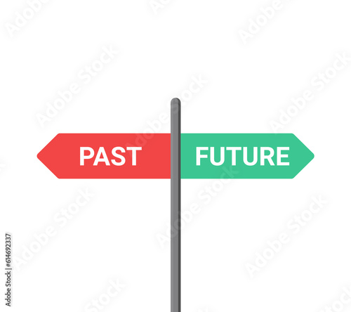 Future past present board icon. Now pas and future way destiny sign