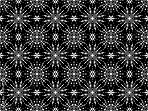 Black and white seamless tillable simple pattern with floral and ornamental accents