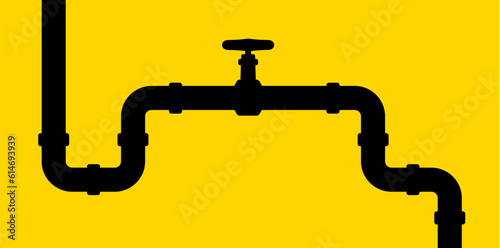 The pipeline with stopcock gas oil plumbing background drain infographic metal valve vector technology system construction.