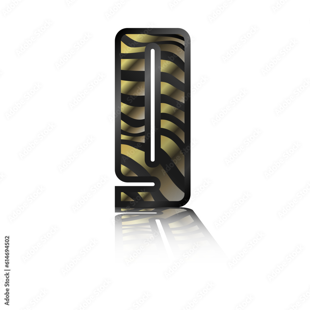 Numeral nine black with gold ribbons and black border, isolated. Vector digit with mirror image Numeral nine black with gold ribbons and black border, isolated. Vector digit with mirror image