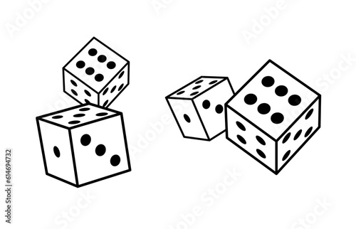 Dice cube line icon. Outline casino dice vector gamble illustration line icon.