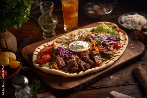 Grilled kebab food. Generate Ai