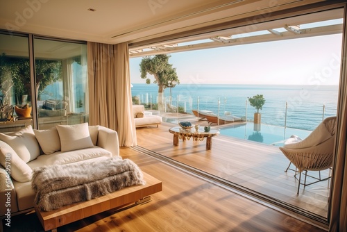 Luxury apartment with view sea view  generative ai