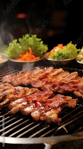 Sizzling Delight  A Flavorful Journey of Korean Barbecue Grilling. Generative AI 7